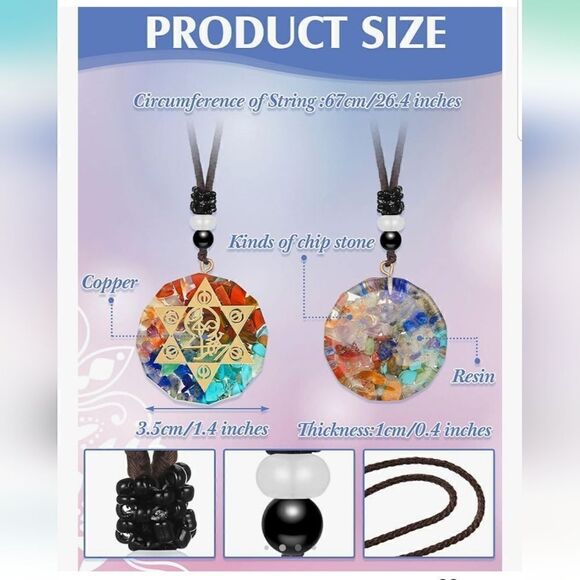 Chakra Necklace Orgonite Necklace Crystal Pendant Necklace Spiral Chakra Healing - Picture 8 of 17